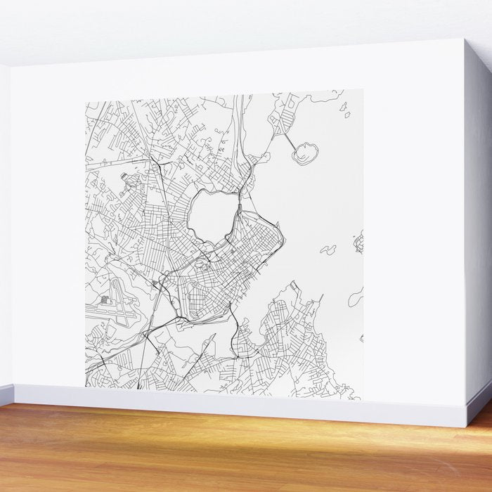 Portland Maine White Map Wall Mural Gallery Image 2