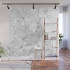Portland Maine White Map Wall Mural Gallery Image 1