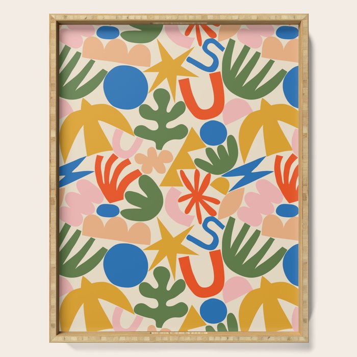 Abstract organic nature shape art pattern Serving Tray Gallery Image 1