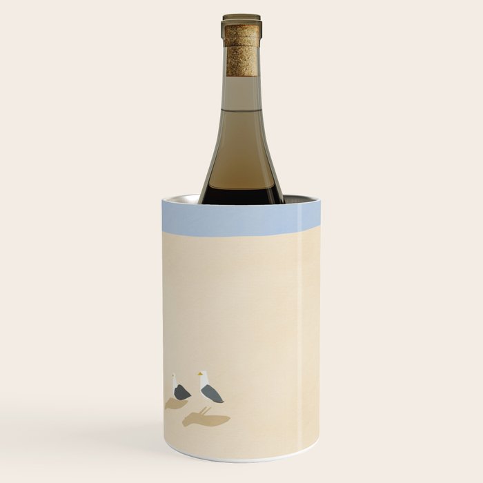 Minimal sand beach with seagulls Wine Chiller Gallery Image 3