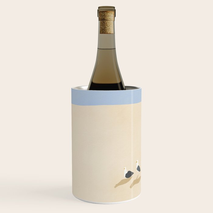 Minimal sand beach with seagulls Wine Chiller Gallery Image 1