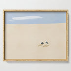 Minimal sand beach with seagulls Serving Tray Gallery Image 1