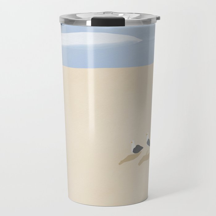 Minimal sand beach with seagulls Travel Mug Gallery Image 1
