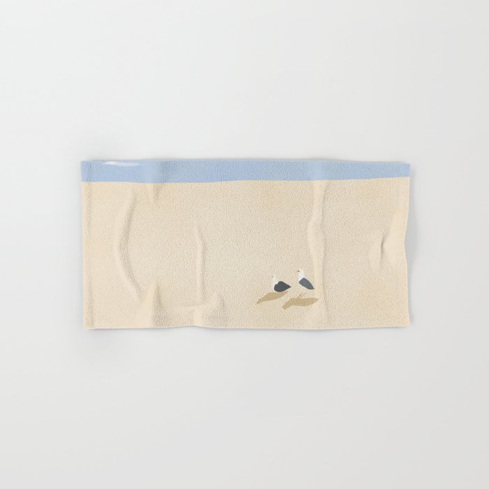 Minimal sand beach with seagulls Bath Towel Gallery Image 1