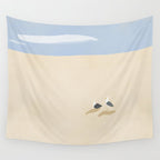 Minimal sand beach with seagulls Wall Tapestry Gallery Image 4