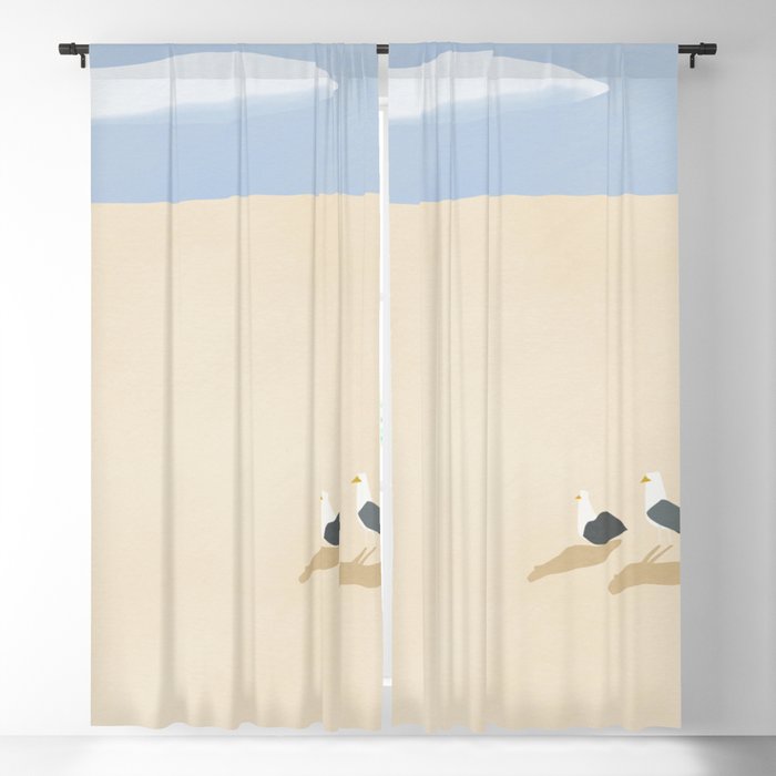 Minimal sand beach with seagulls Window Curtain Gallery Image 5