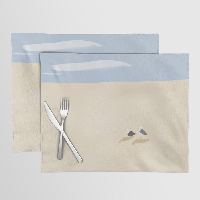 Minimal sand beach with seagulls Placemat Gallery Image 1