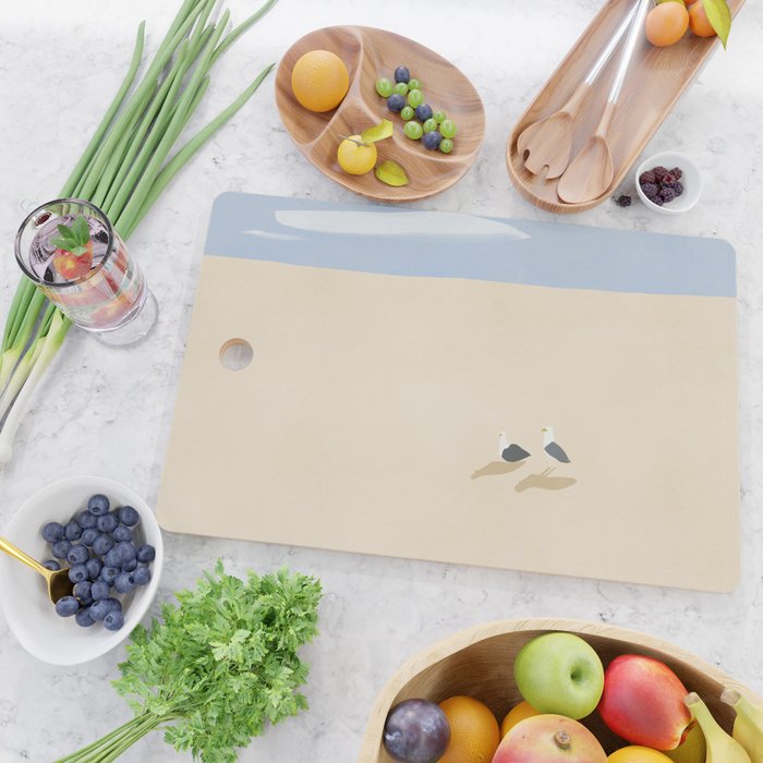 Minimal sand beach with seagulls Cutting Board Gallery Image 2