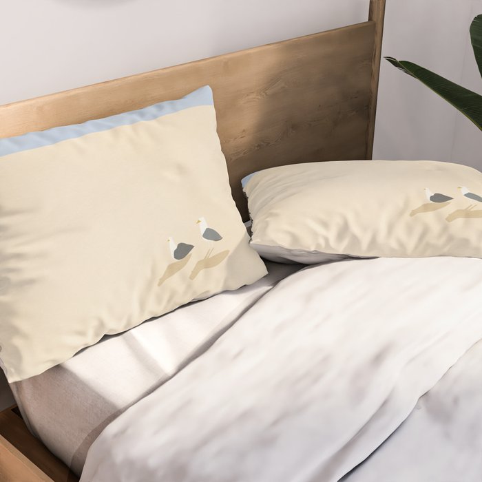 Minimal sand beach with seagulls Pillow Sham Gallery Image 2