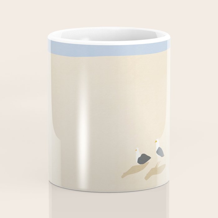 Minimal sand beach with seagulls Coffee Mug Gallery Image 4