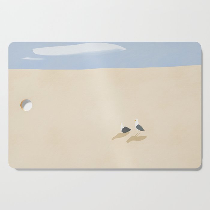 Minimal sand beach with seagulls Cutting Board Gallery Image 1