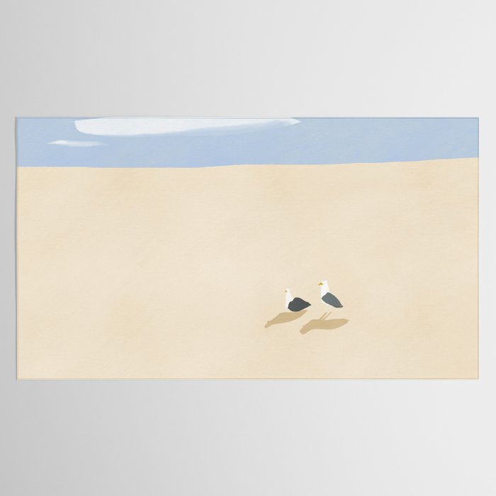 Minimal sand beach with seagulls Tablecloth Gallery Image 2