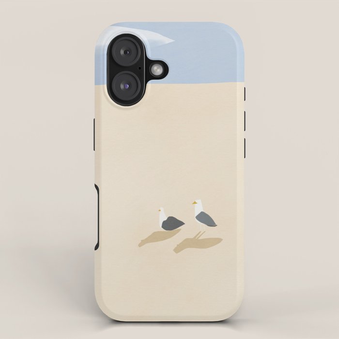 Minimal sand beach with seagulls iPhone Case Gallery Image 1