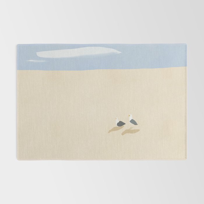 Minimal sand beach with seagulls Rug Gallery Image 2