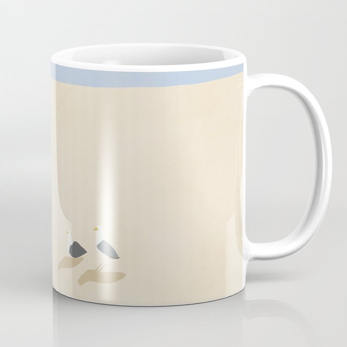 Minimal sand beach with seagulls Coffee Mug Gallery Image 1