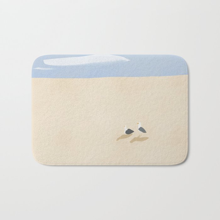 Minimal sand beach with seagulls Bath Mat Gallery Image 1