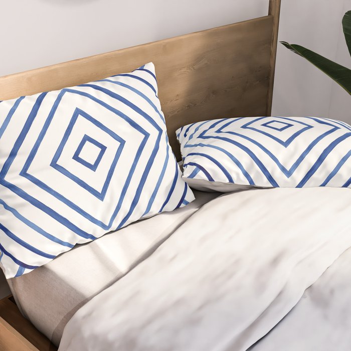 Watercolor lines pattern | Navy blue Pillow Sham Gallery Image 2