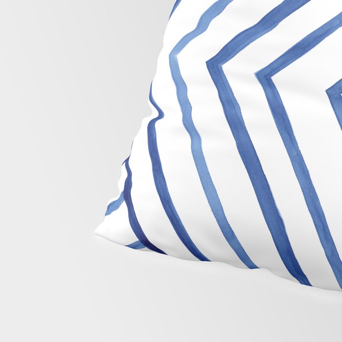 Watercolor lines pattern | Navy blue Pillow Sham Gallery Image 4