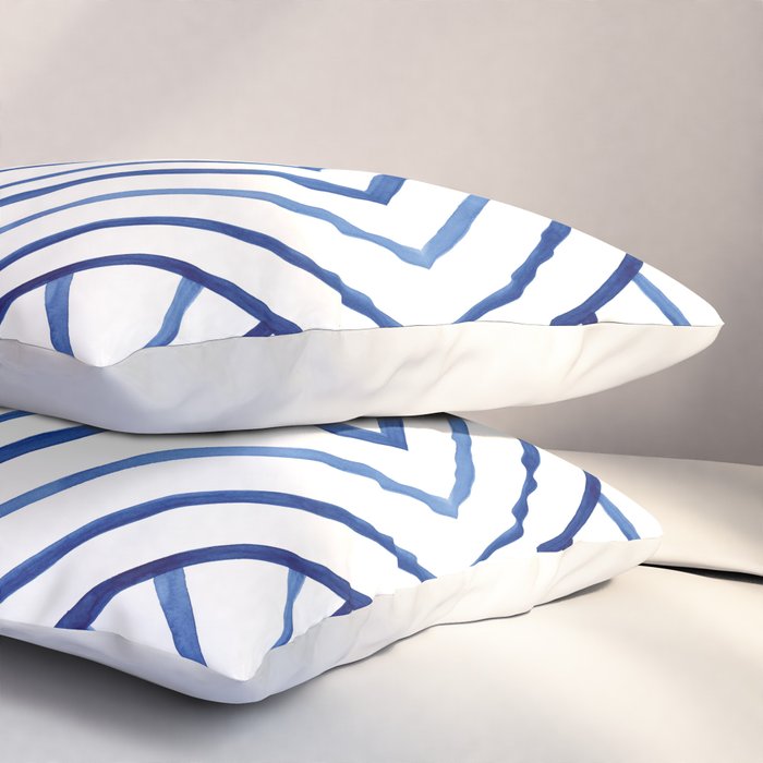 Watercolor lines pattern | Navy blue Pillow Sham Gallery Image 3