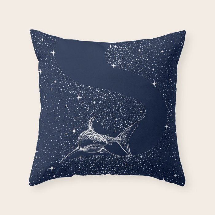 Starry Shark Throw Pillow Gallery Image 1