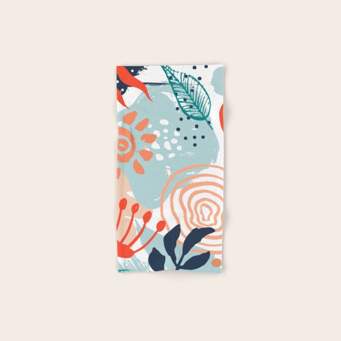 Summer Abstract, Floral Prints, Orange, Teal, Blue, Colourful Prints. Towels Gallery Image 1