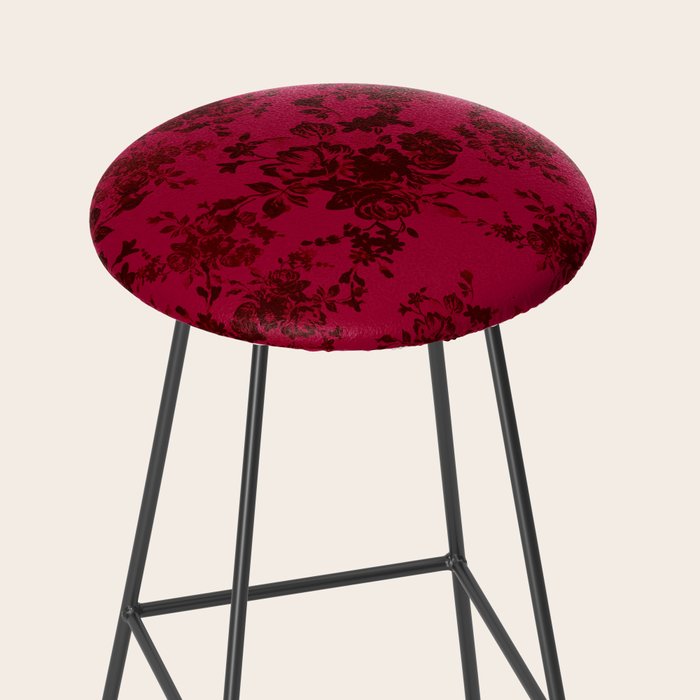 Vintage black gray red bohemian floral pattern Stool Gallery Image 2