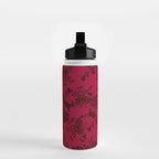 Vintage black gray red bohemian floral pattern Water Bottle Gallery Image 2