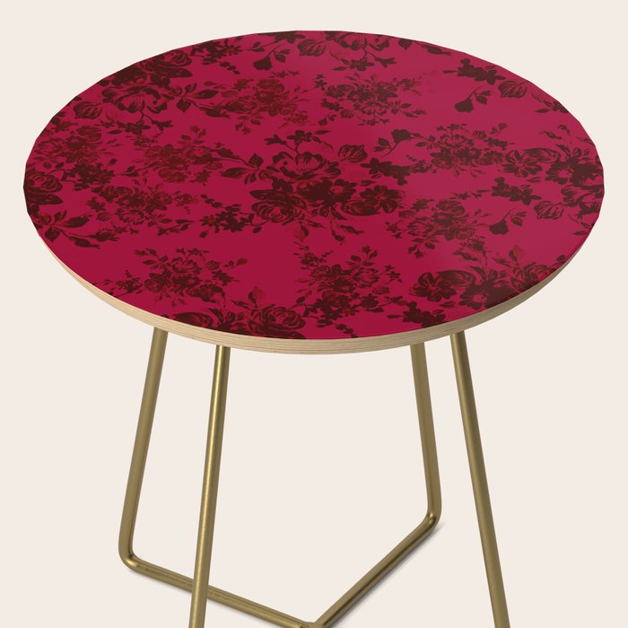 Vintage black gray red bohemian floral pattern Side Table Gallery Image 2