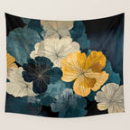 Floral Navy Honey Wall Tapestry Gallery Image 4