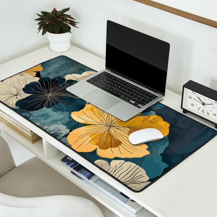 Floral Navy Honey Desk Mat Gallery Image 2