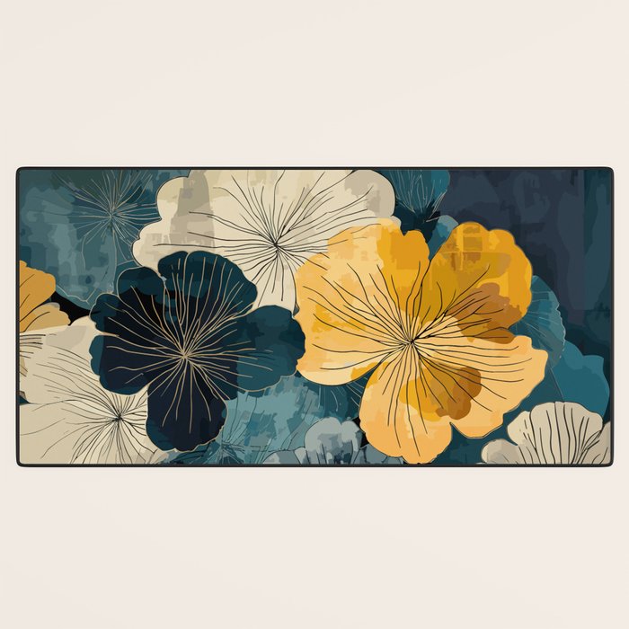 Floral Navy Honey Desk Mat Gallery Image 3