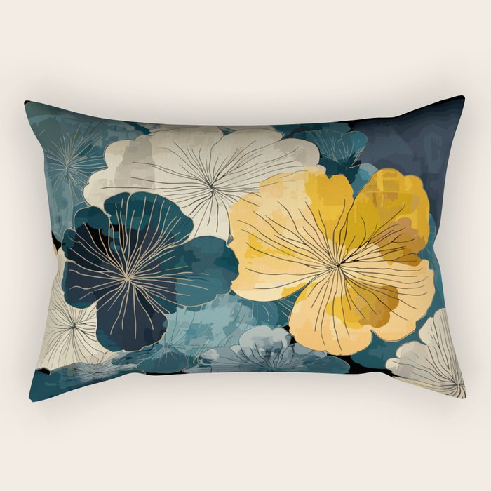 Floral Navy Honey Rectangular Pillow Gallery Image 2