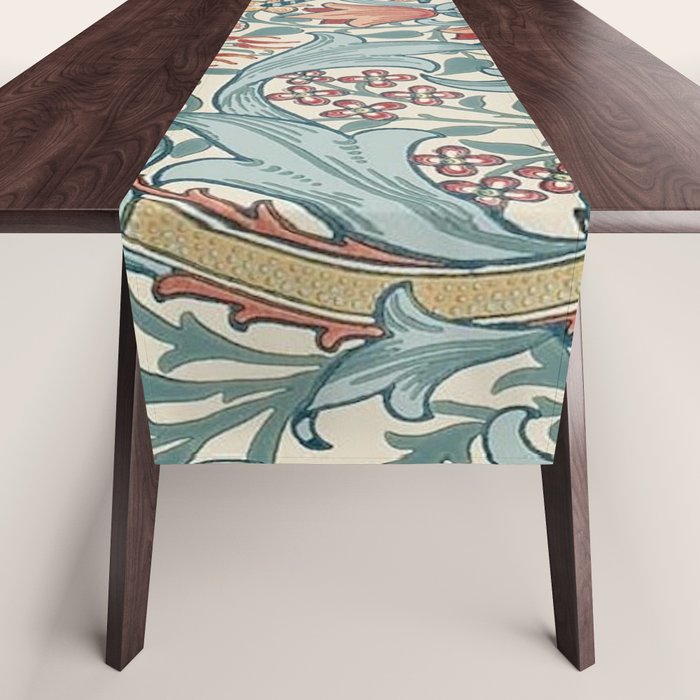 William Morris Vintage Golden Lily Soft Slate & Manilla Table Runner Gallery Image 1
