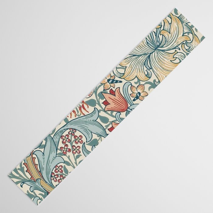William Morris Vintage Golden Lily Soft Slate & Manilla Table Runner Gallery Image 3