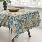 William Morris Vintage Golden Lily Soft Slate & Manilla Tablecloth Gallery Image 3