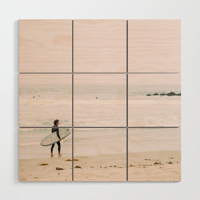 California Coast Surfer - Venice Beach Ocean View - Travel Photography Wood Wall Art Gallery Image 1