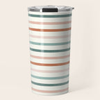 sunset stripes in terra cotta and jade Travel Mug Gallery Image 1