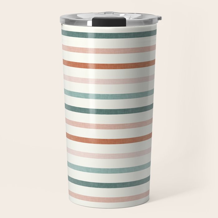 sunset stripes in terra cotta and jade Travel Mug Gallery Image 1