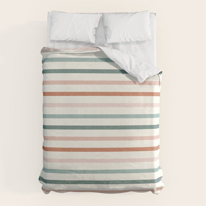 sunset stripes in terra cotta and jade Duvet Cover Gallery Image 6
