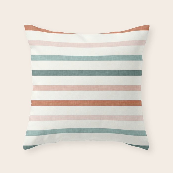 sunset stripes in terra cotta and jade Throw Pillow Gallery Image 6