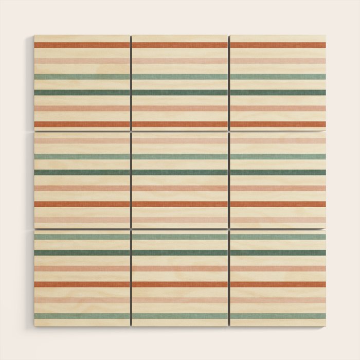 sunset stripes in terra cotta and jade Wood Wall Art Gallery Image 1