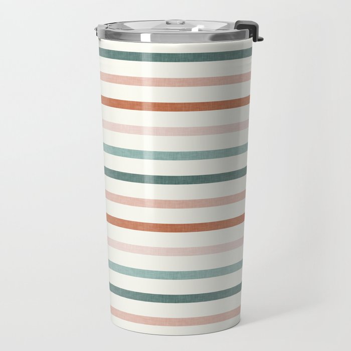 sunset stripes in terra cotta and jade Travel Mug Gallery Image 2