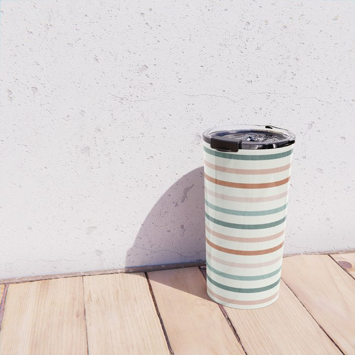 sunset stripes in terra cotta and jade Travel Mug Gallery Image 4