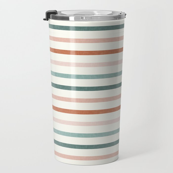 sunset stripes in terra cotta and jade Travel Mug Gallery Image 3