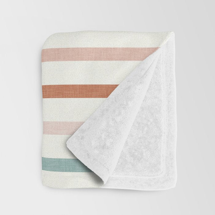 sunset stripes in terra cotta and jade Throw Blanket Gallery Image 3