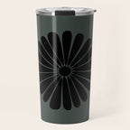 Retro Daisy Abstract IX Earthy Green Bold Floral Travel Mug Gallery Image 1