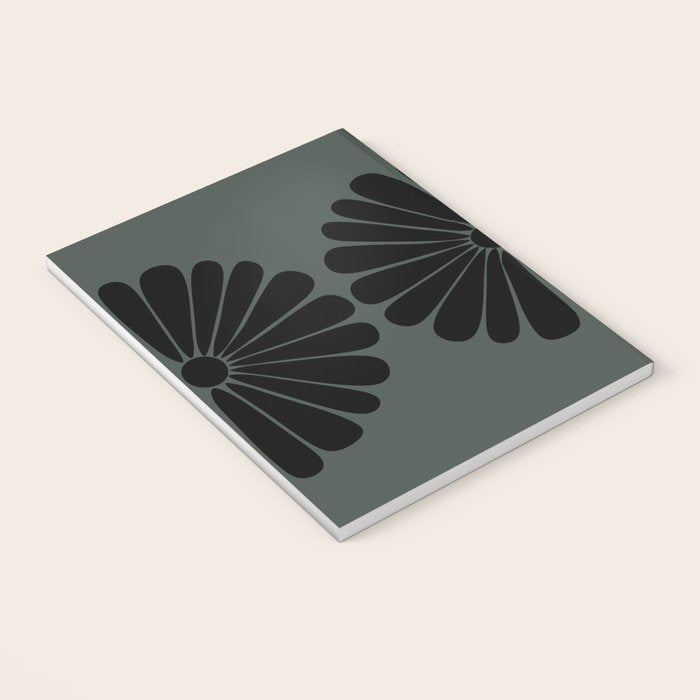 Retro Daisy Abstract IX Earthy Green Bold Floral Notebook Gallery Image 3