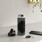 Retro Daisy Abstract IX Earthy Green Bold Floral Water Bottle Gallery Image 4