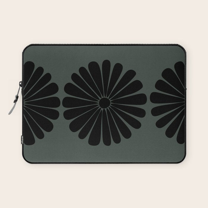 Retro Daisy Abstract IX Earthy Green Bold Floral Laptop Sleeve Gallery Image 1