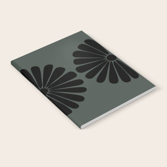 Retro Daisy Abstract IX Earthy Green Bold Floral Notebook Gallery Image 1
